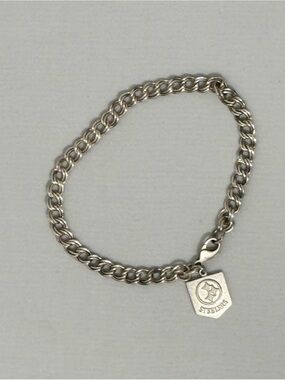 Stainless Steel Silver-Tone Charm Bracelet with Pittsburgh Steelers Pendant